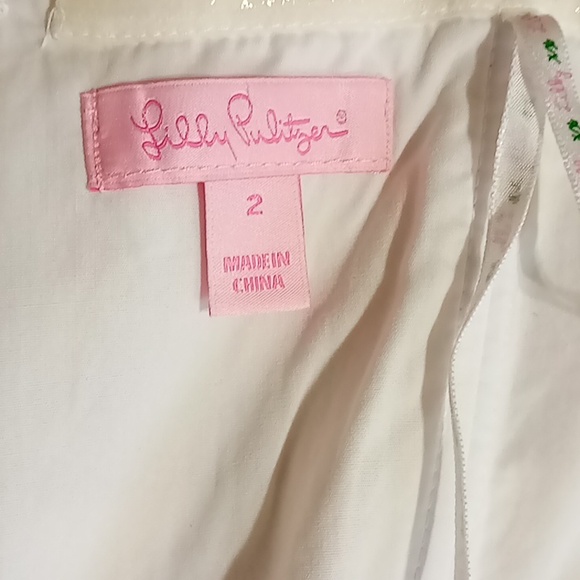 LILLY PULITZER Womens Dress 2 SHORT NAVY BLUE Pink Preowned Strapless Floral - Picture 8 of 10